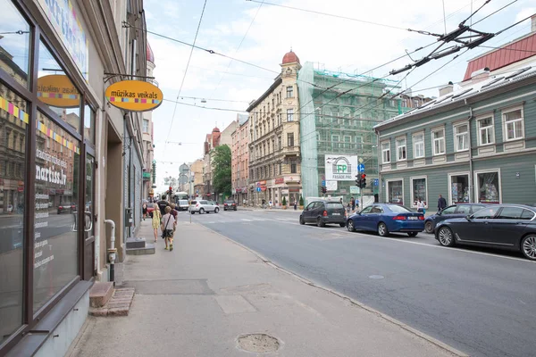 Staden Riga Lettland Gamla Stan City Center Bemannar Och Arkitektur — Stockfoto