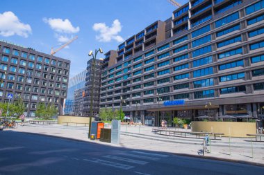 Şehir Stocholm, İsveç. Kentsel şehir manzaralı, street, halklar ve binalar. Seyahat fotoğraf 2018