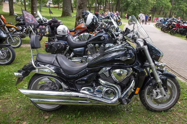 Staden Cesis Lettland Motorcykel Utställning City Park Folk Cyklar Och — Stockfoto