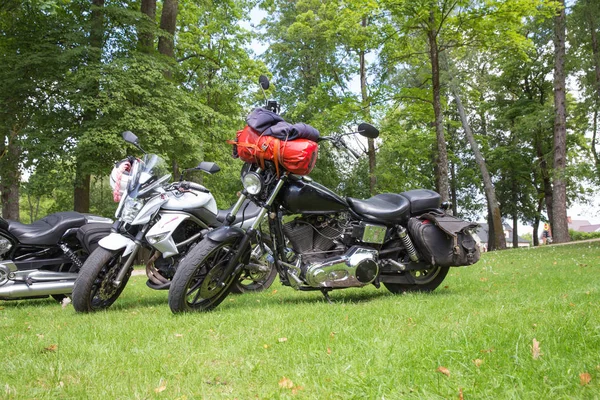 Staden Cesis Lettland Motorcykel Utställning City Park Folk Cyklar Och — Stockfoto