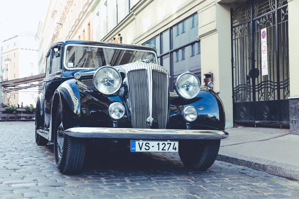 Ciudad Riga Letonia Festival Coches Oldtimer Capital Riga Vista Urbana — Foto de Stock