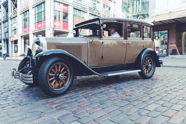 Cidade Riga Letónia Festival Carros Oldtimer Capital Riga Vista Urbana — Fotografia de Stock