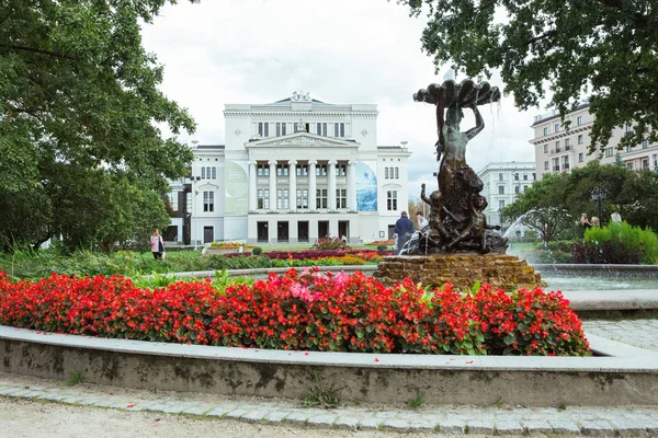 Stadt Riga Lettland Altstadt Innenstadt Oper Und Architektur Straßen Und — Stockfoto