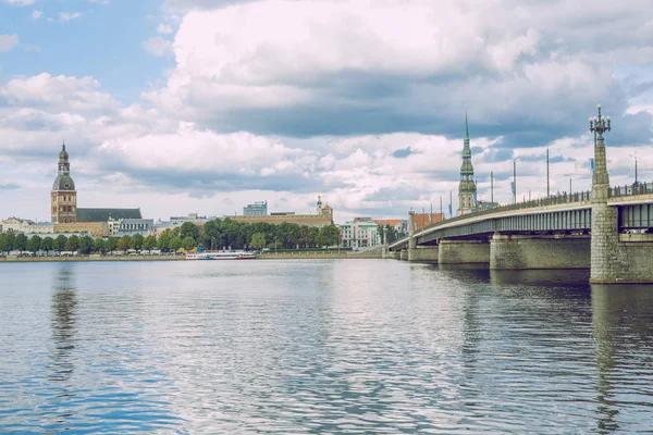 Város Riga Lettország Régi Város Központ Híd Építészet Travel Fotó — Stock Fotó