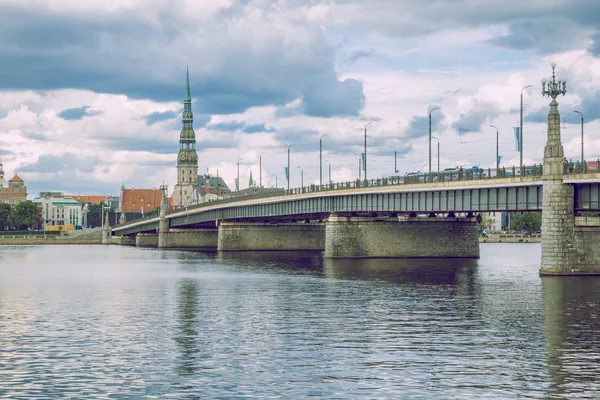 Város Riga Lettország Régi Város Központ Híd Építészet Travel Fotó — Stock Fotó