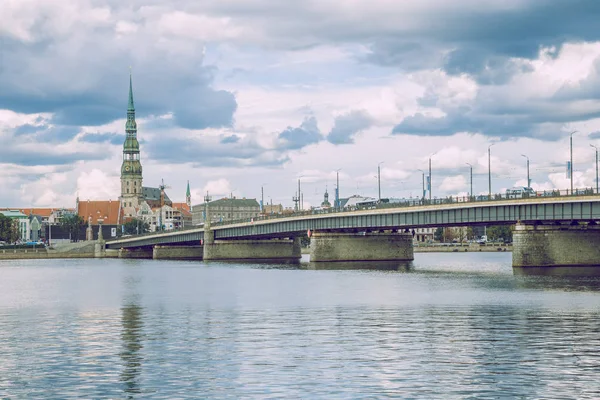 Città Riga Lettonia Centro Storico Ponte Architettura Foto Viaggio 2018 — Foto Stock