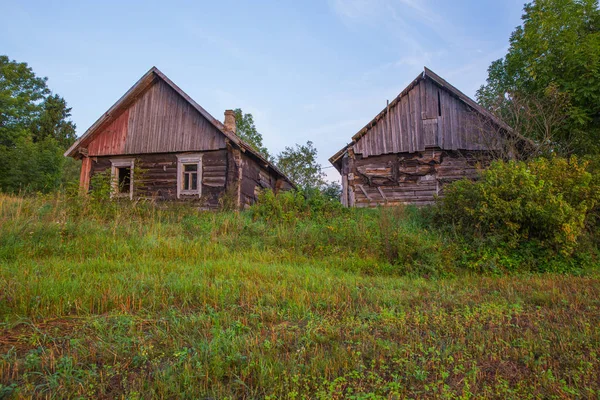 Staden Kraslava Lettland Tidig Morgon Med Solljus Gamla Woden Hus — Stockfoto