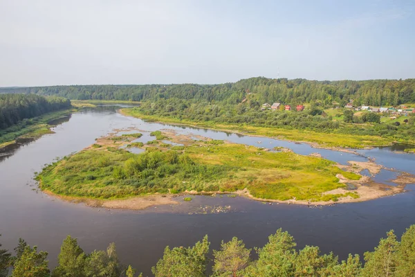 Місто Краслави Латвія Ранні Moorning Сонячного Світла Річки Trees Природа — стокове фото