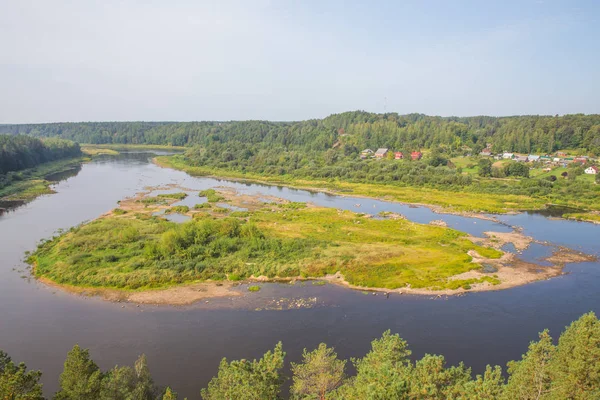 Місто Краслави Латвія Ранні Moorning Сонячного Світла Річки Trees Природа — стокове фото