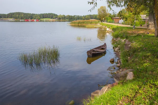 City Zarasi Lithuania Urban City Lake Park Green Nature Boat — Stock Photo, Image