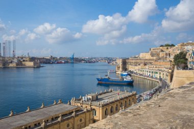 Kent Valleta, Malta, Avrupa. Şehir sokakları ve hayat, kentsel. İkinci el, halklar ve mimarisi. Seyahat fotoğraf 2018 Eylül.