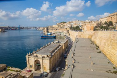 Kent Valleta, Malta, Avrupa. Şehir sokakları ve hayat, kentsel. İkinci el, halklar ve mimarisi. Seyahat fotoğraf 2018 Eylül.