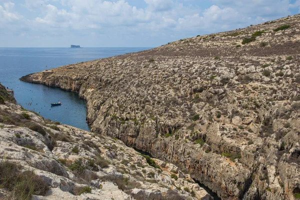 Staden Gozo Malta Europa Ocean Blå Vatten Och Folk Rock — Stockfoto