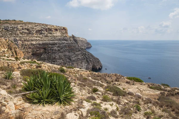 Staden Gozo Malta Europa Ocean Blå Vatten Och Folk Rock — Stockfoto