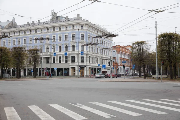 Staden Riga Lettland Gamla Stan City Center Bemannar Och Arkitektur — Stockfoto