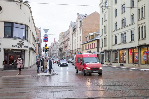 Lettland Staden Riga Gamla Stan Och Stadens Centrala Gator Bemannar — Stockfoto