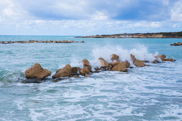 Miasto Pafos Cypr Plaży Błękitne Wody Zdjęcie Podróży 2018 Grudnia — Zdjęcie stockowe