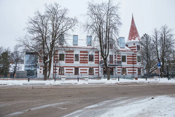 City Cesis Letónia Edifícios Cidade Velha Rua Vista Urbana Inverno — Fotografia de Stock