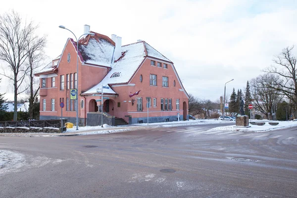 Stadt Cesis Lettland Altstadtgebäude Straßen Und Stadtansichten Winter Und Schnee — Stockfoto