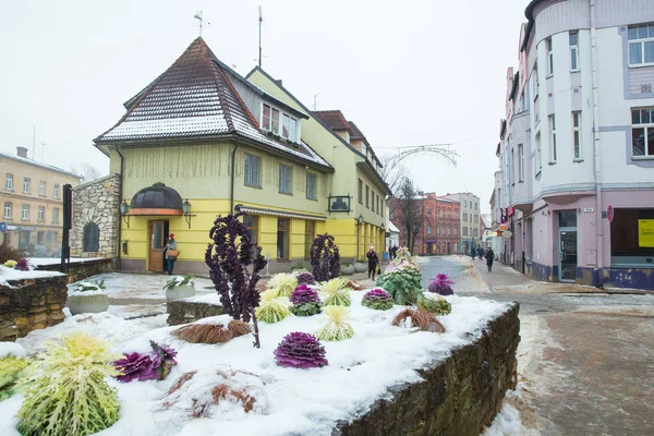 Město Cesis Lotyšsko Národů Starých Budov Ulic Měst Mráz Sníh — Stock fotografie