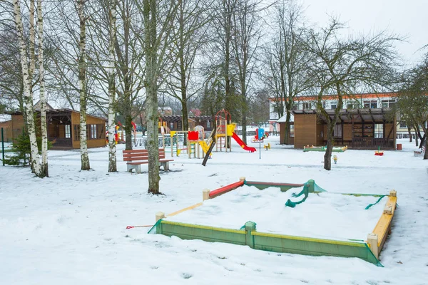 Město Cesis Lotyšsko Školky Pískoviště Zimu Městském Pohled Mráz Sníh — Stock fotografie