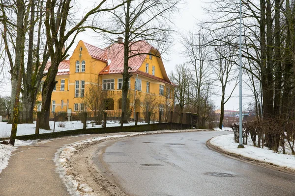 City Cesis Letónia Edifícios Cidade Velha Rua Vista Urbana Inverno — Fotografia de Stock