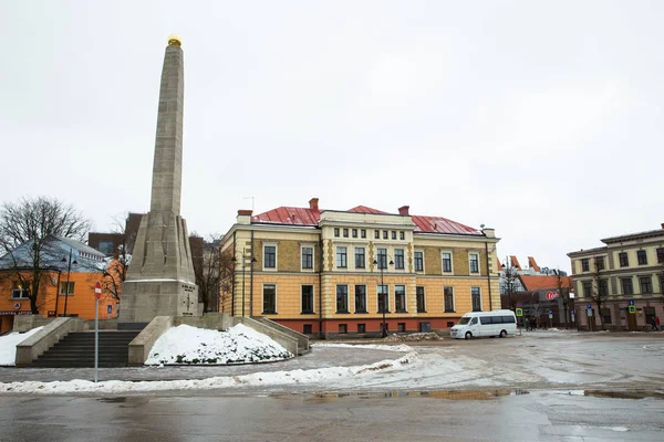 City Cesis Letónia Edifícios Cidade Velha Rua Vista Urbana Inverno — Fotografia de Stock