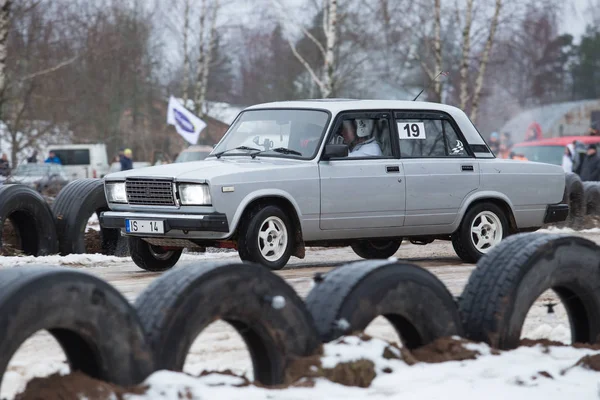 Stad Livi Letland Winter Autocross 2018 Volkeren Sport Auto Motor — Stockfoto