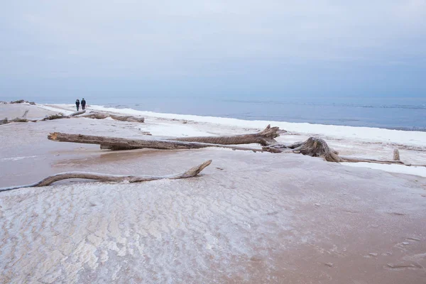 City Carnikava, Latvia. Frozen baltic sea and snow. Peoples and cold weather. Travel photo 2019. 06. January
