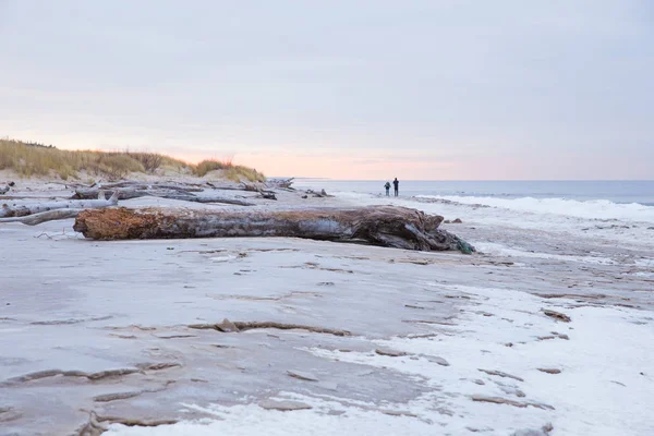 City Carnikava, Latvia. Frozen baltic sea and snow. Peoples and cold weather. Travel photo 2019. 06. January