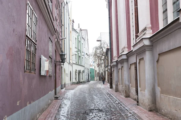 City Riga, Latvia. Old city streets, tourists and architecture. Old houses, streets and urban view. Travel photo 2019. january.Winter, snow and cold.