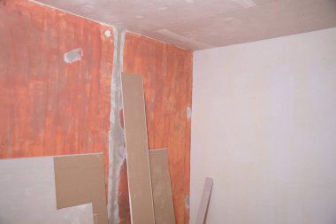 City Riga, Letonya. Eski Daire tamir, duvarlar ve oda. Bina onarım fotoğrafı 2019. 15. Ocak.