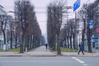 City Riga, Letonya. Eski şehir, şehir merkezine, halklar ve mimari. Sokaklar ve doğa. Seyahat fotoğraf 2019. 21. Şubat.