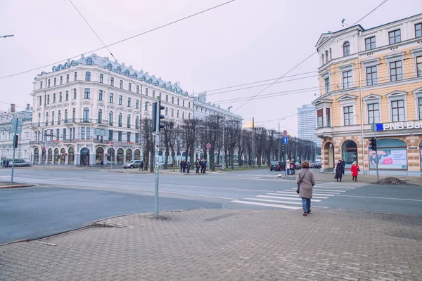 City Riga, Letonya. Eski şehir, şehir merkezine, halklar ve mimari. Sokaklar ve doğa. Seyahat fotoğraf 2019. 21. Şubat.