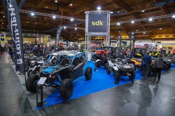 Car and outdoor technik exhibition. CAN-AM, Sen-Doo and BRP tech — Stock Photo, Image