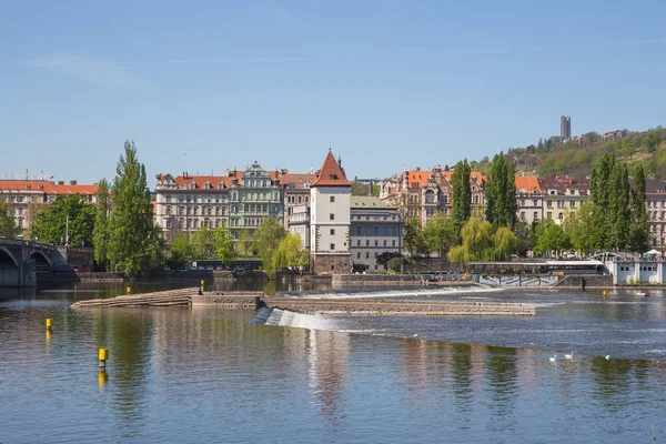 City Prague, Czech Republic. Old  buildings and street view. Vlt — Stock Photo, Image