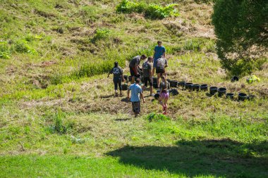 Şehir Cesis, Letonya Cumhuriyeti. Koşmak yarış, insanlar s meşgul edildi
