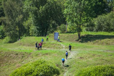 Şehir Cesis, Letonya Cumhuriyeti. Koşmak yarış, insanlar s meşgul edildi