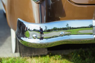 Şehir Riga, Letonya cumhuriyeti. Retro araba partisi. T oldtimer araba