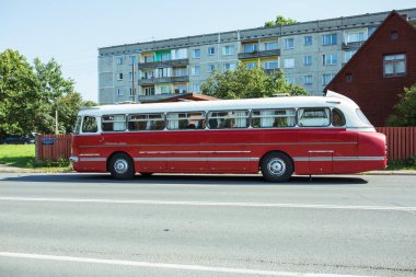 Şehir Riga, Letonya cumhuriyeti. Retro araba partisi. T oldtimer araba