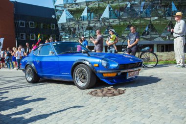 Şehir Riga, Letonya cumhuriyeti. Retro araba partisi. T oldtimer araba