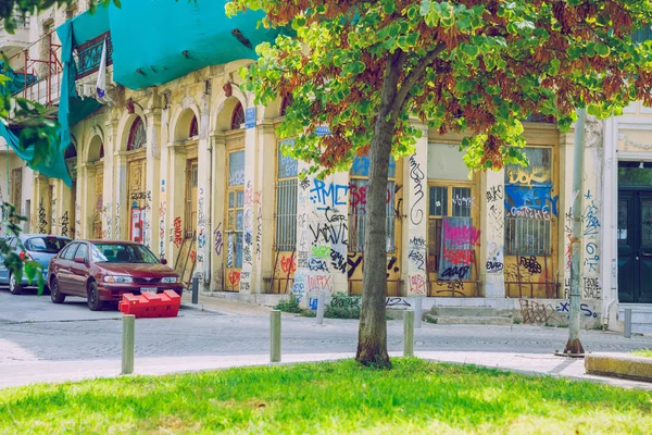 Staden Aten, grekisk republik. Urban stadsgata med byggnader. 1 — Stockfoto