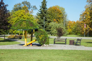 Şehir Sigulda, Letonya Cumhuriyeti. Şehir sembolü - baston ve g