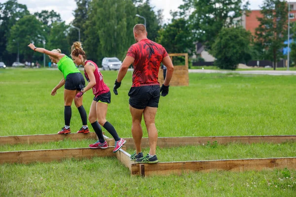 Ciudad Plavinas Letonia Carrera Carrera Gente Dedicaba Actividades Deportivas Superar — Foto de Stock