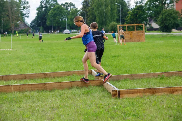 City Plavinas Lotyšsko Běh Závod Lidé Byli Zapojeni Sportovních Aktivit — Stock fotografie