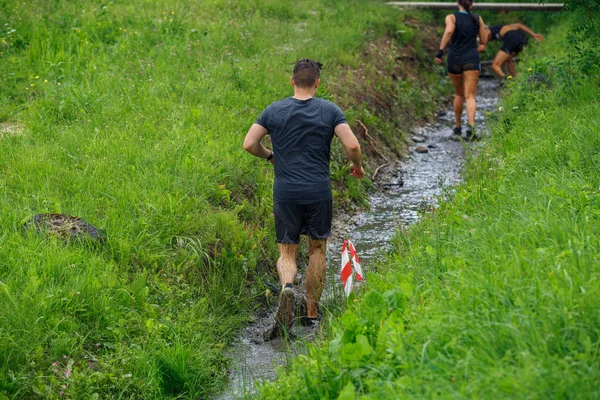 City Plavinas Letland Rennen Race Mensen Waren Bezig Met Sportactiviteiten — Stockfoto