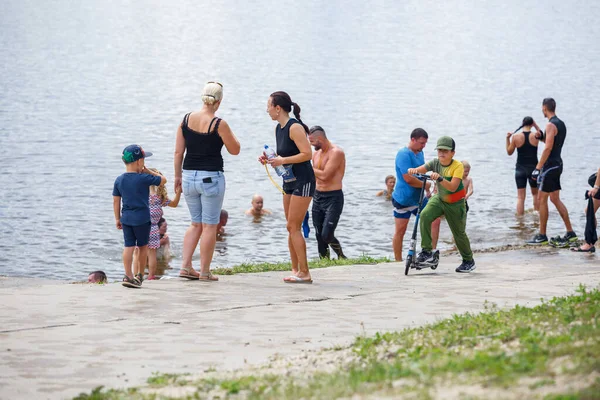 Ville Plavinas Lettonie Course Pied Les Gens Étaient Engagés Dans — Photo