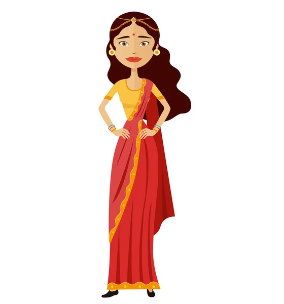 印度商业女性矢量卡通平面插图在白色隔离 — 图库矢量图片