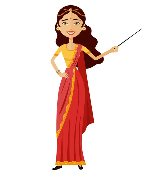 Indian attractive young lady presenting something — Stock Vector