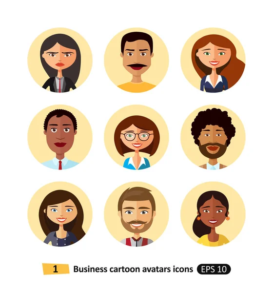 Persone business avatar raccolta icone piatte del team di lavoratori per il web — Vettoriale Stock